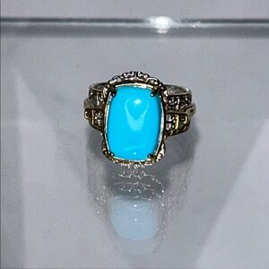 NWOT Gems En Vogue Sterling Silver Gold Plated Accents Designer Turquoise Ring